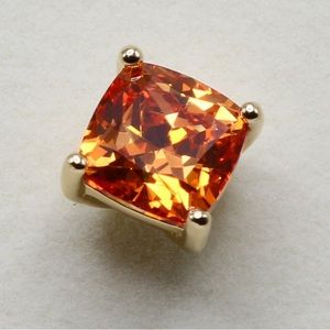 Swarovski cushion cut, orange, gold tone plated stud earrings. NIB!